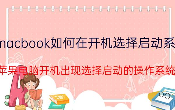 macbook如何在开机选择启动系统 苹果电脑开机出现选择启动的操作系统？